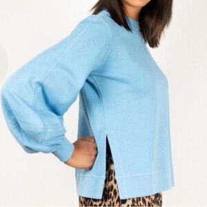 Ganni Isoli‎ blue oversized sweatshirt side slit balloon sleeve medium